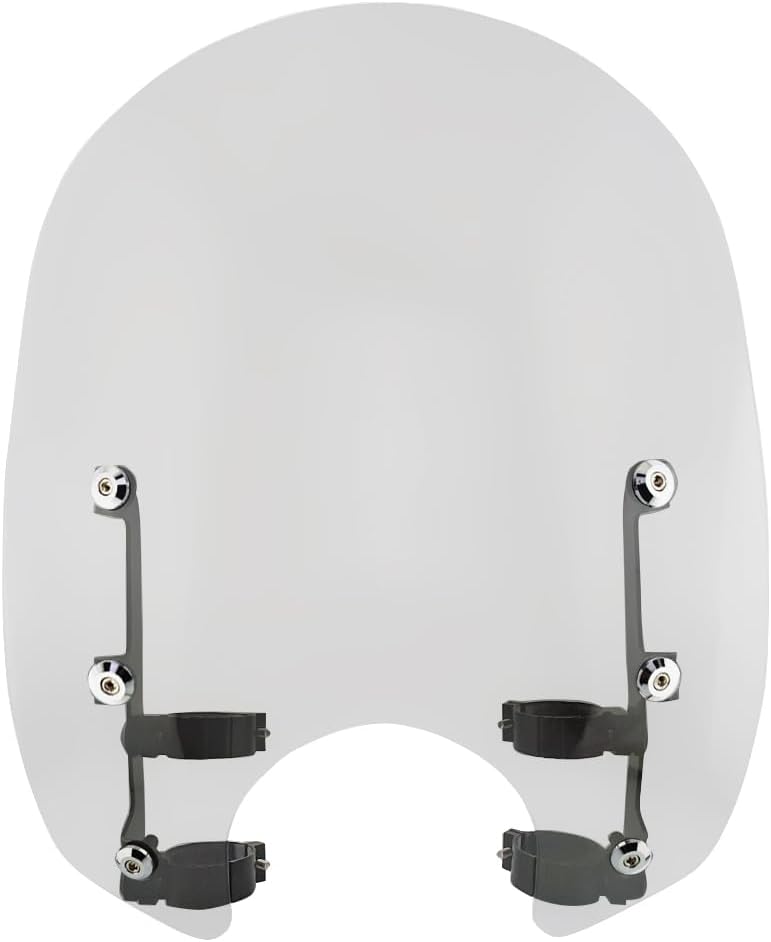 Front 15inch Clear Windshield Windscreen 48-58mm Clamps for 5.75inches headlight For Harley Softail Models 2018-2024 (FXBB, FXST, FXLR) & Dyna Series 2006-2017