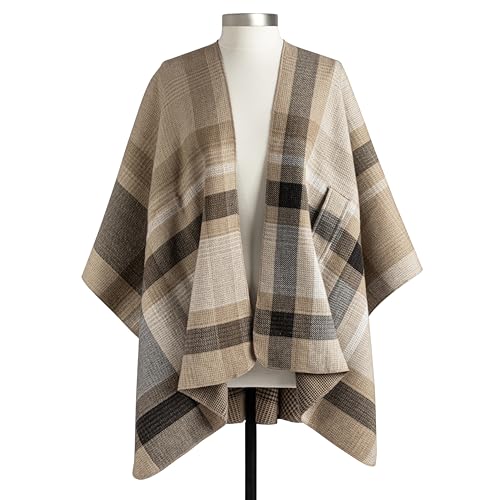 DEMDACO Plaid Reversible Wrap Women's One Size Soft Knit Polyester Blend Shawl Kimono Wrap in Gifting Box2