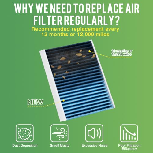 Image of Cabin & Engine Air Filter for Nissan Rogue 2026 2025 2024 2023 2022 2021 | Replace#272775NA1A 16546-6RA0A, Activated Carbon Cabin Filter, Air Filter Combo Replacement Car Accessories
