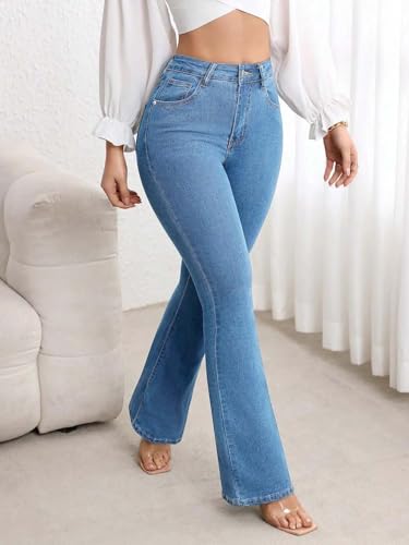 Image of KOTTY Women's High Waist Flared Fit Stretchable Denim Jeans for Casual
