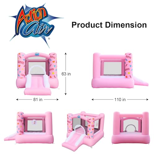 Action Air Inflatable Bounce House with Blower, Princess Bouncer, Durable & Extra Thick Bouncy Castle for Kids, Indoor/Outdoor Fun, Easy Setup, Safety Netting & Carrying Bag Included - Thumbnail 2