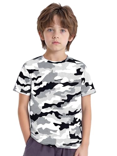Kids Boys Athletic T-Shirts Basketball Running Quick Dry Shirt Casual Camouflage T-Shirts