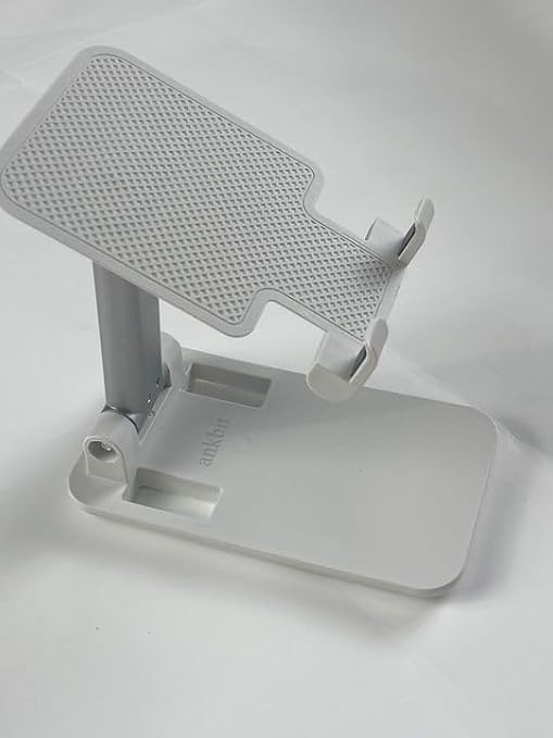 Ankbit Adjustable Phone Holder, Portable Stand with Foldable Legs, White