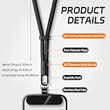 KITANIS 2 Pack Phone Lanyard,2×Phone crossbody strap,4×Tether Tabs,Universal Cell Phone Multifuctional Patch Polyester Lanyards,Cell Phone Lanyards for Women and Men(balck+grey)