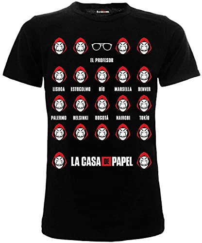 T-Shirt Casa di Carta Casa de Papel Originale Ufficiale Maglia Maglietta Nera Adulto Ragazzo e Bambino (L)