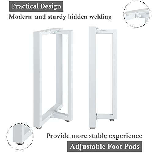 Image of HOMEKAYT Metal T-Shape Table Legs, 28 inchH x 17.7 inchW, White (2Pcs) - Heavy Duty, Modern Design, Suitable for Dining, Computer, Office Tables, TV Stands, Patio Tables