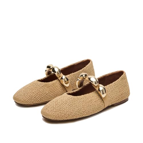 MICIFA Mary Jane Ballet Flats for Women, Round Toe Mary Jane Strap Ballerina Flats Comfortable Dressy Flat Shoes