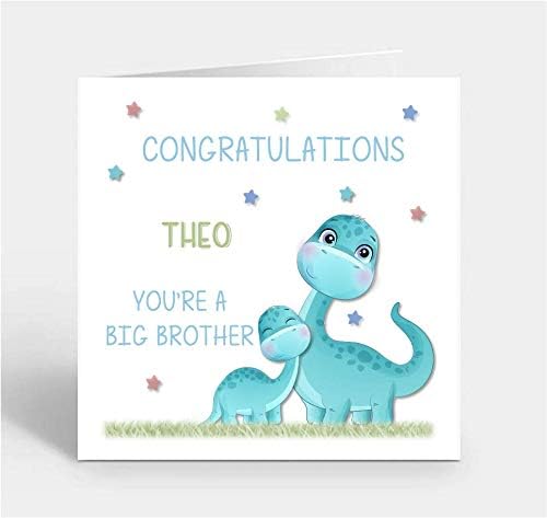 Personalised Congratulations on Becoming A Big Brother Card You're A Big Brother Card New Sibling New Baby Dinosaurs Card