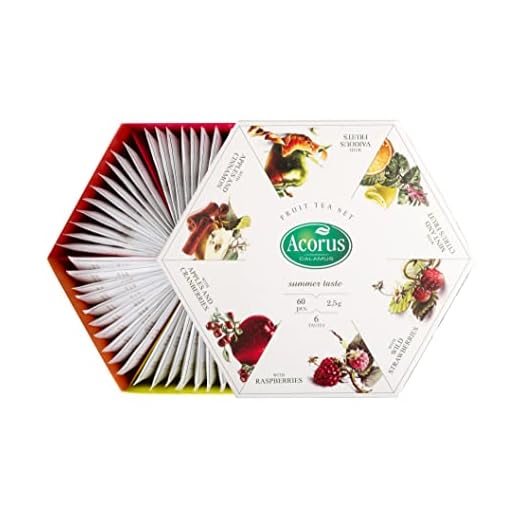 ACORUS Summer Taste – juego de té de frutas naturales de seis sabores diferentes en una hermosa caja de presentación (60 bolsitas de té)