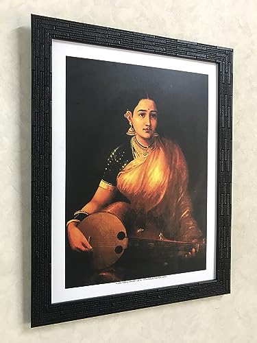 Image of Adventures� *Galaxy of Lady Musicians*- Two Paintings by Raja Ravi Varma, Set of 2 Wall D�cor Frames. Matt Satin Print with MDF & 1 inchPS Black Frame. Size 14 inchx18 inch each.