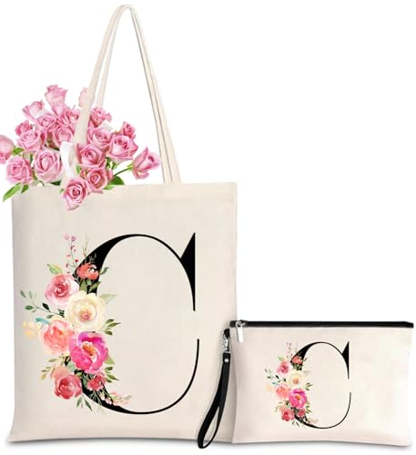 Floral Initial Tote Gift Set