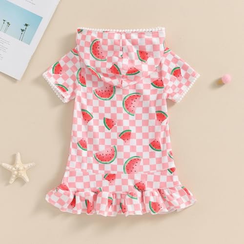 Image of Nicoxijia Kids Toddler Little Girl Swim Cover Up Terry Zip-Up Hooded Beach Bathing Suit Swimsuit Wraps Zipper Coverup Dress