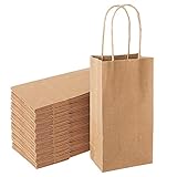 Tomnk 75pcs Small Kraft Paper Bags with Handles 6.9 x 3.5x 2.4 Inches Recyclable Paper Shopping...