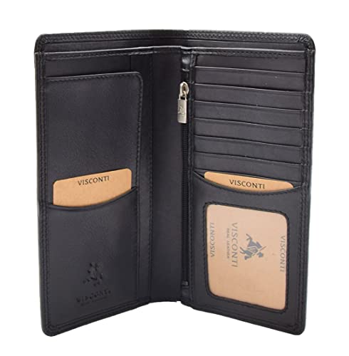 Portefeuille vertical homme Hol120 en cuir véritable pour ranger cartes et billets