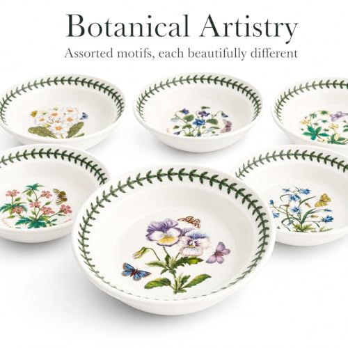 Image of Portmeirion Botanic Garden Oatmeal /Soup Bowls, Set of 6 Assorted Motifs