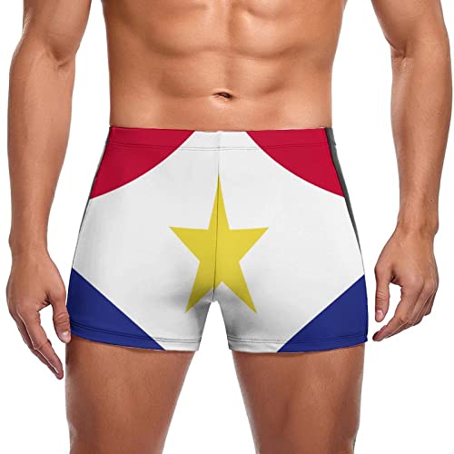 Men's Summer Casual Shorts Saba Flag Holiday Beach Shorts Relaxed Fit for Men Swimming Trunks XL