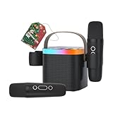 DRSYXCS Karaoke con Microfono, Karaoke Macchina per Bambini più 2 microfoni, altoparlante portatile bluetooth per karaoke con cambio di voce e luce a led (nero)