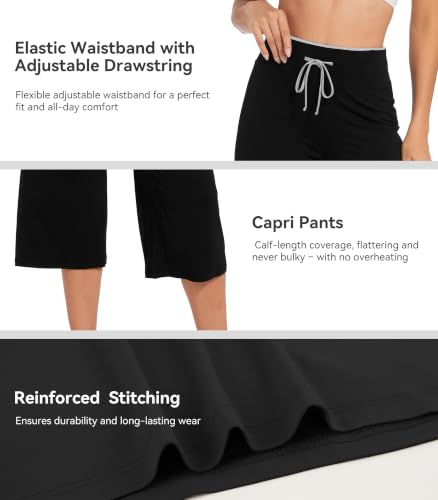 Image of WiWi Bamboo Viscose womens capri pants Wide Leg Pajama Super Soft Lounge knit Sleep shorts Cooling Pj Bottoms S-XXL