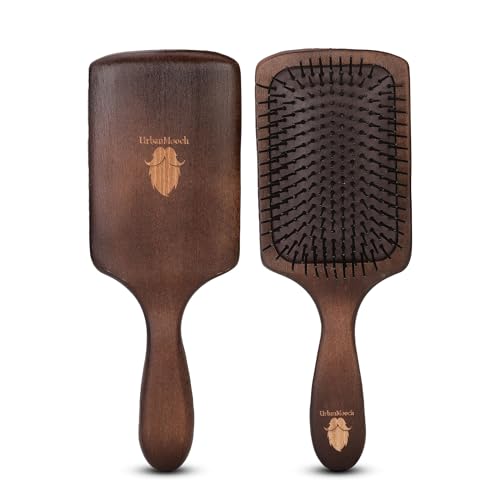 UrbanMooch Paddle Hair Brush | Nylon Bristle Detangler Hair Brush for Men & Women | Wooden Hair Brush for Scalp Massage, Smoothening & All Hair Types
