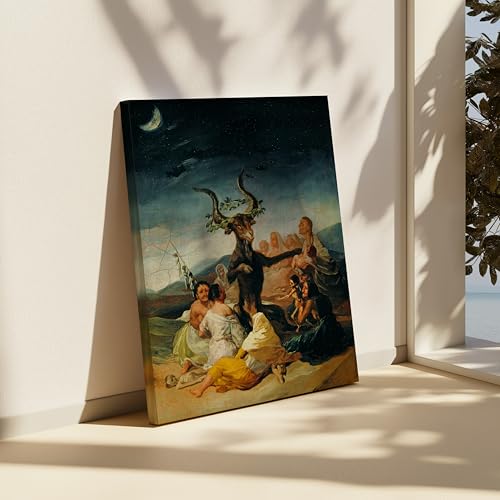 Image of Poster Master Francisco Goya Canvas - Retro Witches Sabbath Painting Print - Occult Art - Wicca Art - Gift for Men & Women - Gothic Decor for Living Room or Bedroom - Available in 8x10 to 30x40