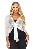 Back From Bali Womens Plus Size Shrug Bolero Sheer Cardigan Arm Cover 2X 3X 4X Lightweight White
