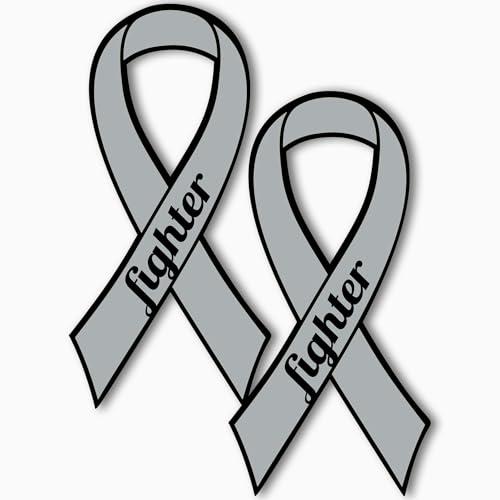 Image of Magnet Me Up Support Brain Cancer Fighter Grey Ribbon Magnet Decal, 3.5x7 Inches, 2 Pack Automotive Magnet for Car Truck SUV Any Magnetic Surface Gift of Empathy Encourage Bravery Crafted in USA