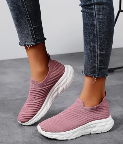 Women's Slip On Walking Shoes Casual Comfortable Lightweight Breathable Mesh Sock Shoe Non Slip Athletic Workout Fashion Tennis Running Sneakers
