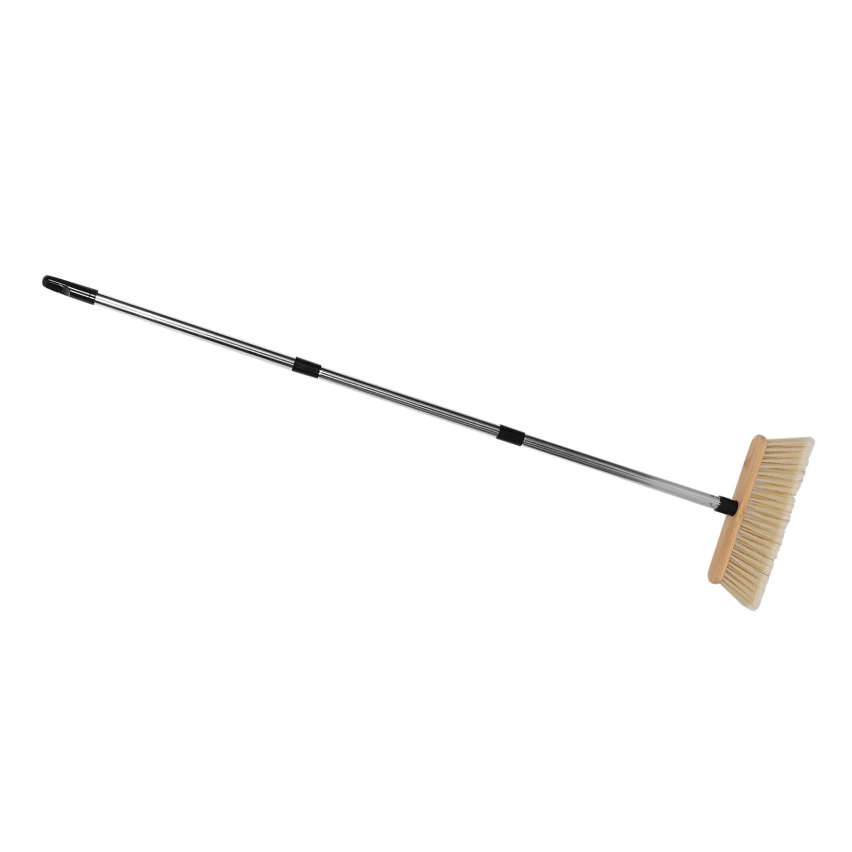 Hohopeti Scopa da Giardino in Bamboo con Setole Dure e Manico in Acciaio Inossidabile Scopa per Esterni per Pulizia Patio Garage e Cucina Spazzola Robusta per Rimozione Sporco e Detriti