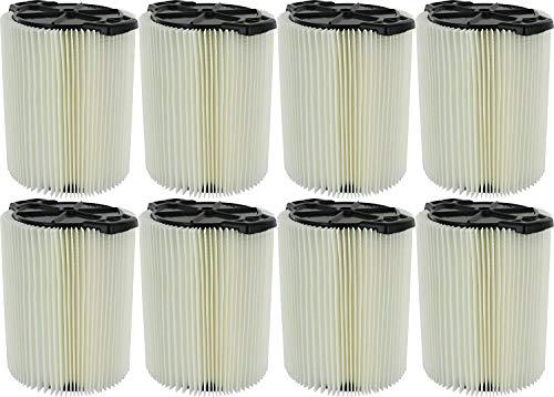 Ridgid VF4000 Genuine Replacement 1-Layer Everyday Dirt Wet/Dry Vac Filter for Ridgid 5-20 Gallon Vacuums (8 pack)