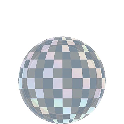 Disco Ball Drop Iridescent Round Paper Plates - 7" | Multicolor | Pack Of 8 #TOP25