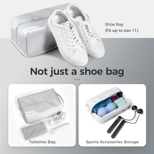 pack all Stylish Shoe Bag for Travel, Water-Resistant Shoe Pouch for Gym, Smell-Proof Soccer Cleats Bag for Sport (Light Grey)4