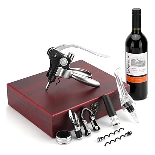 VASFFG Sacacorchos Manual Set, Abridor de Vino, Juego Abierto de Botellas de Vino con Caja de Madera Regalo, Decantador de Vino, Ideal para los Amantes del Vino, Navidad, Día del Padre, Cumpleaños