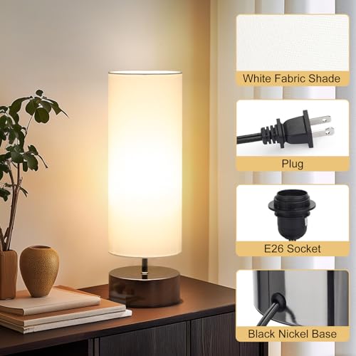 Touch Table Lamp, 3-Way Dimmable Modern Minimalist Accent Bedside Lamp with Cylinder Fabric Shade, Night Light Nightstand Desk Lamp for Bedroom Living Room Kitchen, 9W LED Bulb Included by Seaside village - Image 8