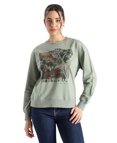 Image of Jockey A191 Women Super Combed Cotton French Terry Fabric Printed Sweatshirt
