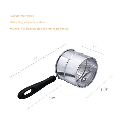 Handheld Flour Sifter-Stainless Steel Flour Sieve - Basket Rotary Crank Flour Sifter, for Baking Tool Accessories Kitchen Gadgets - Thumbnail 2