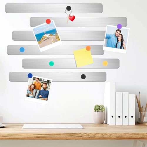 Magnetleiste Selbstklebend, 6 Stück Magnettafel Memotafel, Magnetleisten Magnetwand mit 10 Starke Magnete für Büro, Pinnwand, Fotowand, Dokumente, Kühlschrank, Küche