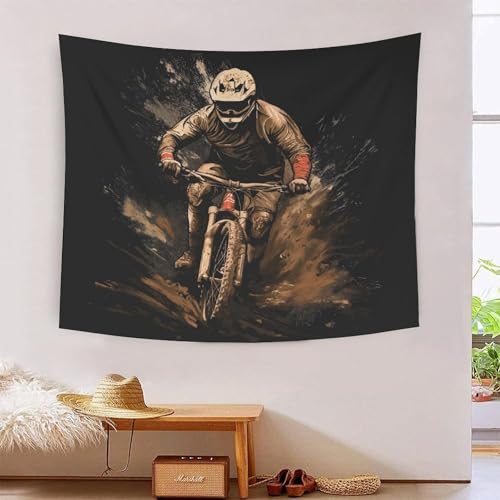 Décoration murale vélo VTT tapisserie poster polyester salon chambre coucher KAYZTGSDA