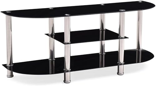 Hodedah Import - Soporte de TV de vidrio templado extra ancho, color negro