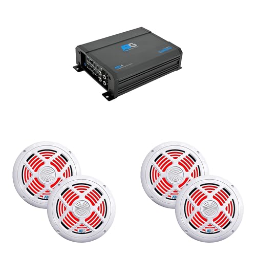 ATG 1000 Watt RMS Full Range Compact Marine 4 Channel Amplifier with (2) Pair 8