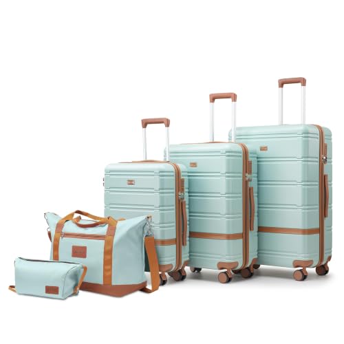 Image of NEISIA Luggage Sets with spinner wheels, PC+ABS Hard Shell Travel Luggage,Lightweight Carry-on suitcases with TSA Lock,YKK Zippers (Green(N), 5 piece sets（20 /24 /28 /DB /TB)