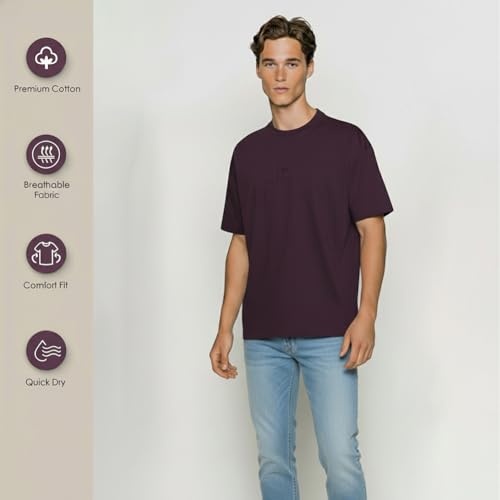 Image of Van Heusen Men's Premium Cotton Oversized Drop Shoulder Brand Logo T-Shirt