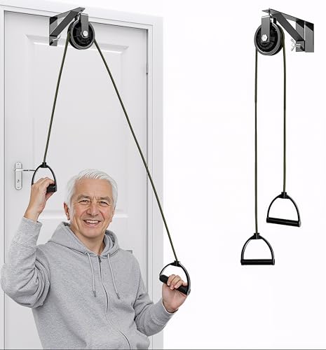 Image of Shoulder Pulley for Physical Therapy with Fixed Metal Bracket, Shoulder Pulley Over The Door Physical Therapy System, Over Door Exercise Pulley for Injury Rehab Recovery Stretching | Quiet Increase Pulley, For Home Use, To Relieve Shoulder Pain