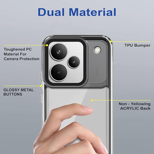 Image of Zapcase Back Case Cover for Realme P4 5G | Compatible for Realme P4 5G Back Cover | Case Cover with Camera Protection | (TPU + PC | Translucent Black)
