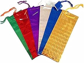 KAV 12 Pcs Pack Assorted Wine Bottle Holographic Bags with Rope Holder for Christmas Gifts, Xmas Wrap, Wedding, Anniversary and Birthday Presents