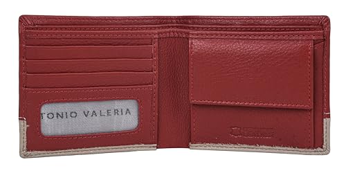 Image of ANTONIO VALERIA Jake Red /Sand Leather Wallet for Men