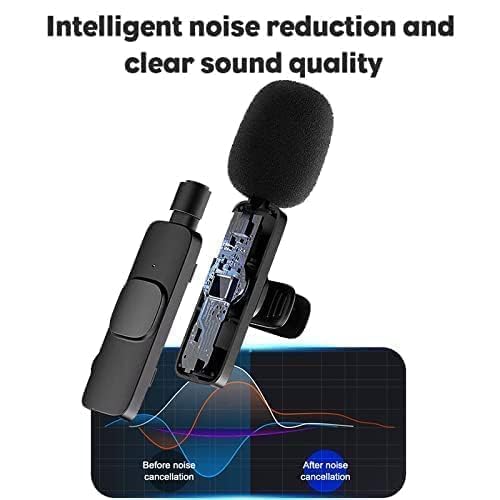Image of VARNIADR 2.4GHz 2 in 1 K8 Wireless Microphone, Digital Mini Portable Recording Clip Mic with Receiver for All Type-C Lightning Mobile Phones Camera Laptop for Vlogging