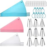 36 Pieces Pastry Piping Bags Set, 3 Sizes Reusable Silicone Pastry Bags, Cupcake Icing Tips, Piping...