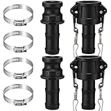 Innconee 2 Set Camlock Fittings Type C&E 1 Inch Polypropylene Cam and Groove Hose Fitting Kit Include 1