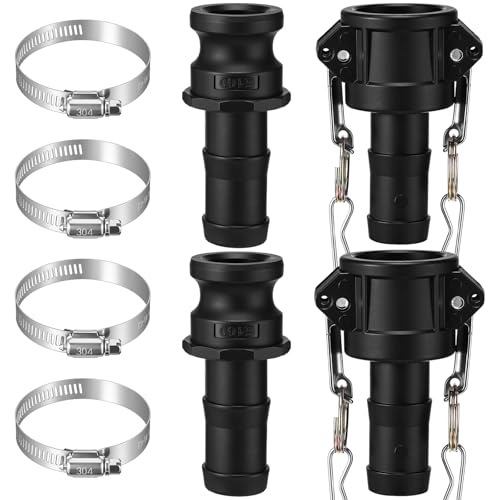 Innconee 2 Set Camlock Fittings Type C&E 1 Inch Polypropylene Cam and Groove Hose Fitting Kit Include 1