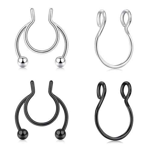 QWALIT Fake Septum Ring Fake Septum Piercing Faux Septum Nose Rings Fake Nose Ring Septum Fake Septum Nose Ring Clip On Septum Nose Ring Faux Septum Piercing Fake Septum Hoop Fake Septum Jewelry